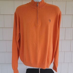 Bobby Jones Men's 1/4 Zip Pullover Orange Knit Sweater Size XL